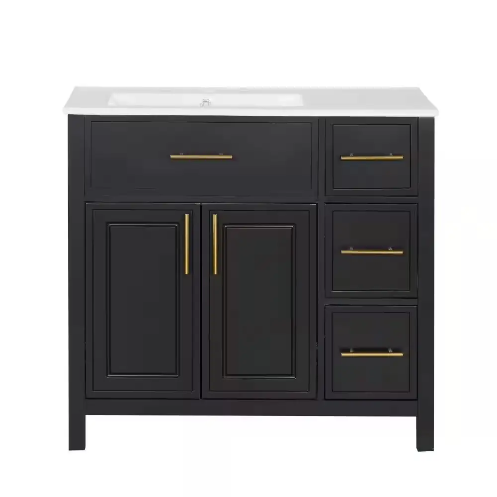 36 in. W Black Freestanding… — Photo 1