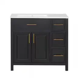 36 in. W Black Freestanding… — Photo 1