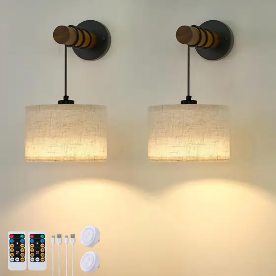 XSDeTu Battery-Operated Wall Sconce with… — Photo 1