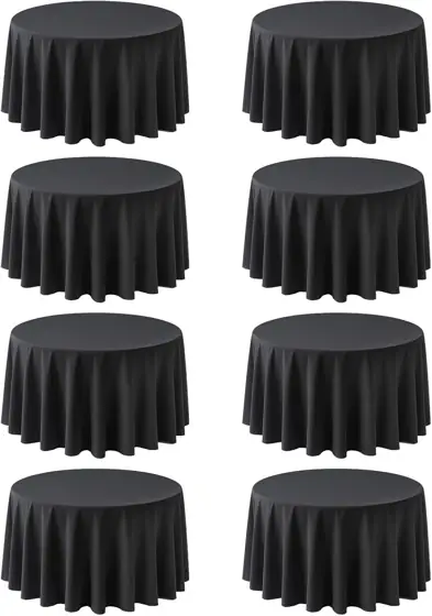 8 Pack Black Round Tablecloths… — Photo 1