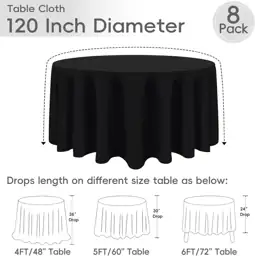 8 Pack Black Round Tablecloths… — Photo 2