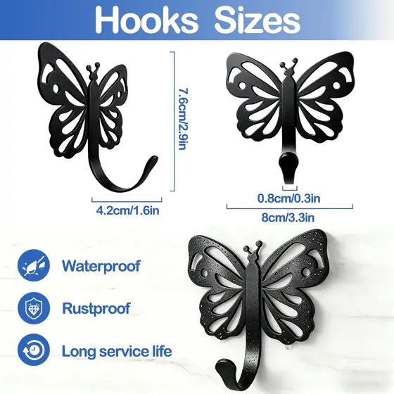 Majewel Black Hooks for Hanging,Butterfly… — Photo 2