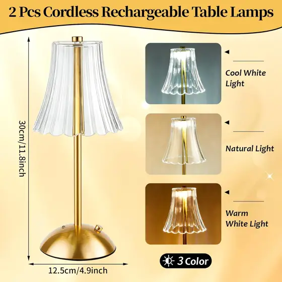 2 Pcs Cordless Table Lamp… — Photo 2