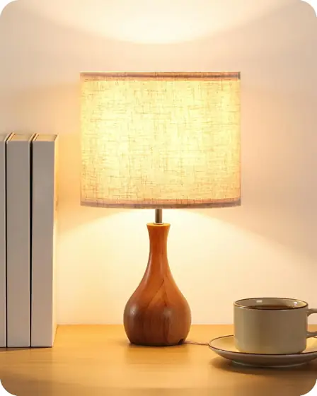 Table Lamp 14.2" Wood Bedside… — Photo 1