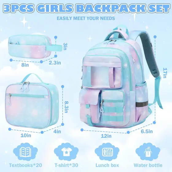 Backpack for Girls, 3PCS Kids… — Photo 2
