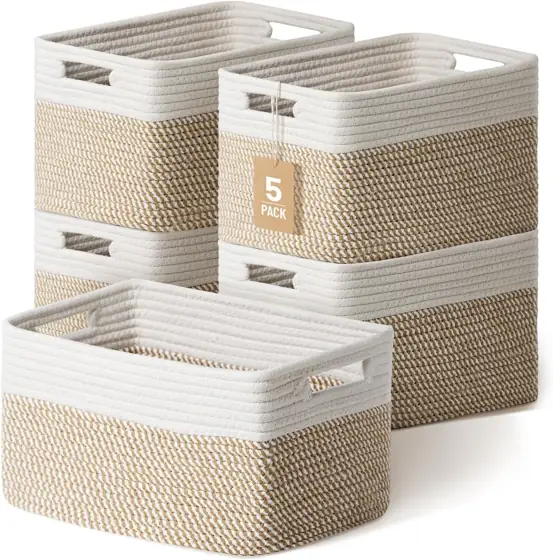 5 Pack Woven Storage Baskets,… — Photo 1