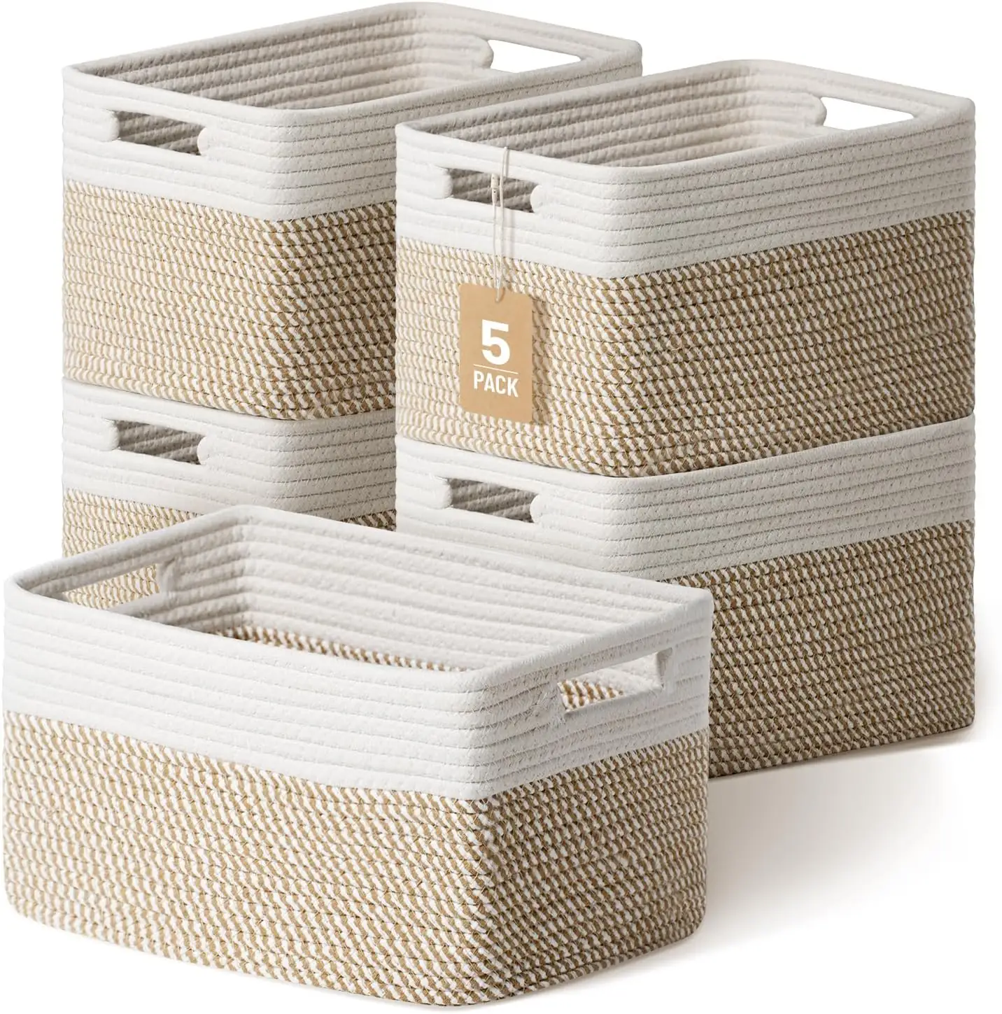 5 Pack Woven Storage Baskets,… — Photo 1