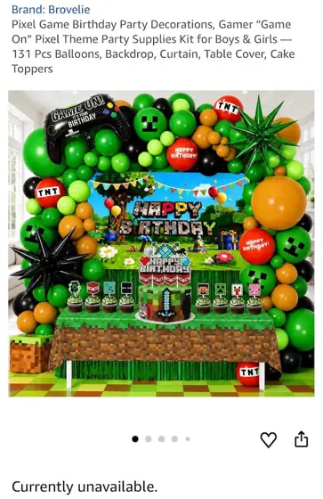 Pixel Game Birthday Party Decorations — Photo 1