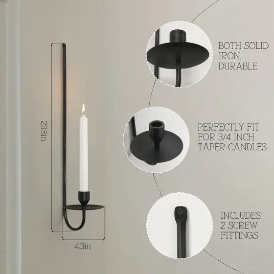 24.8" Iron Metal Wall Candle… — Photo 2