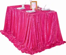 Hot Pink Tablecloth 60x102inch Sequin… — Photo 1