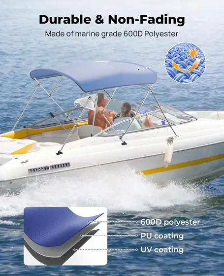 KEMIMOTO Bimini Top for Boat,… — Photo 2