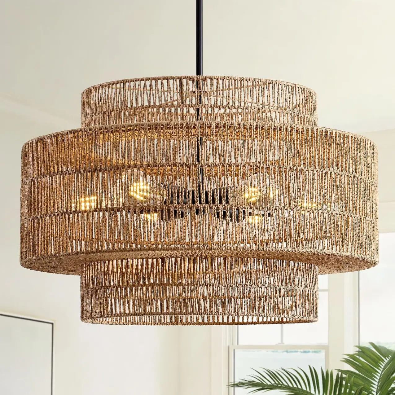 24" Rattan Chandelier for Dining… — Photo 1