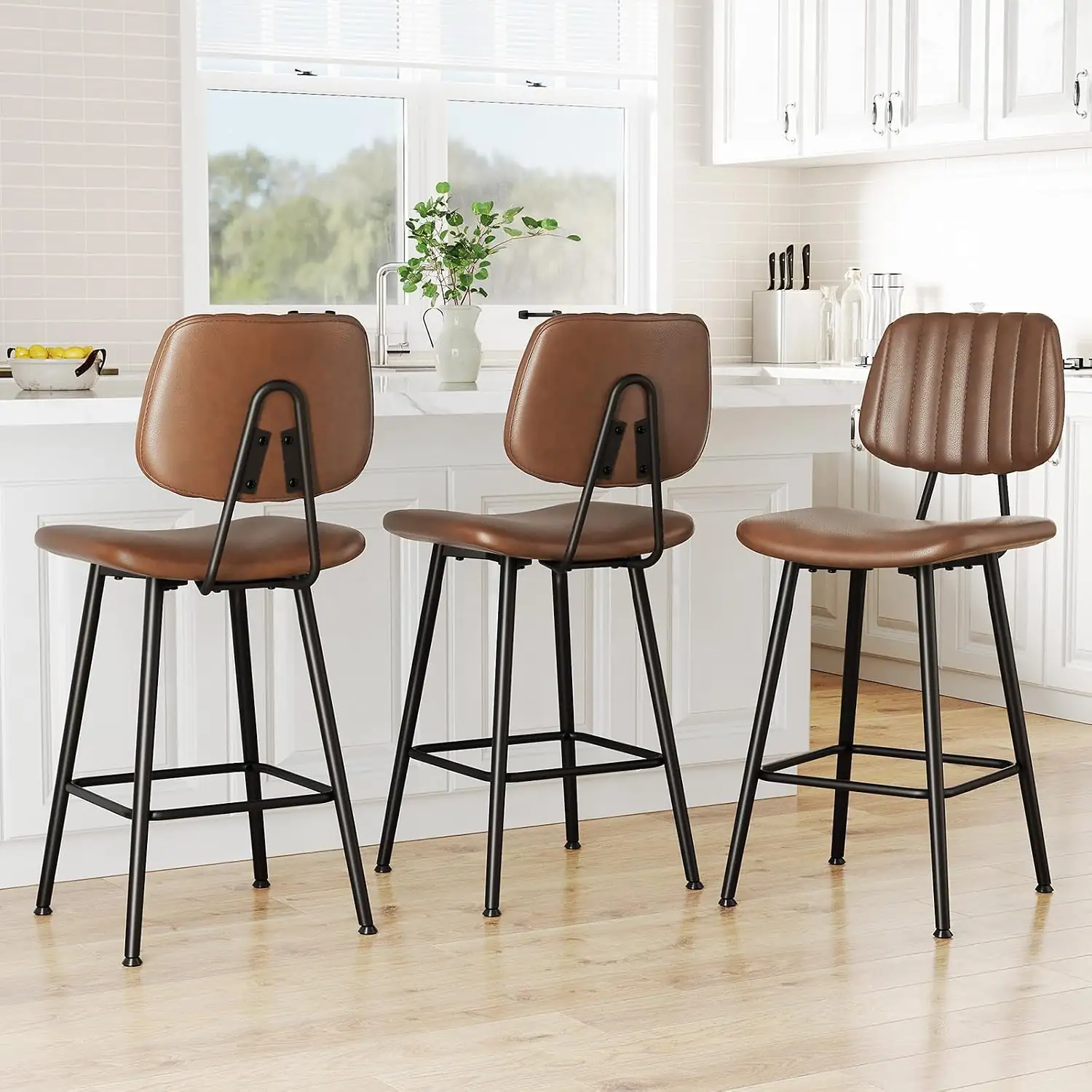 Raynesys 24-Inch Leather Bar Stools… — Photo 1