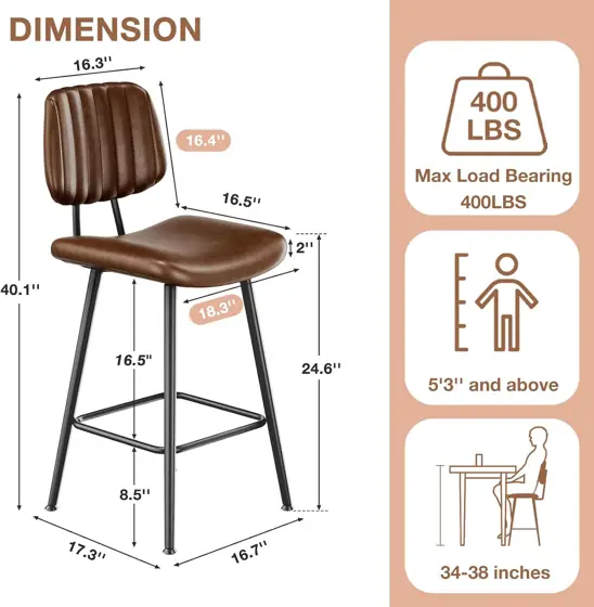 Raynesys 24-Inch Leather Bar Stools… — Photo 2
