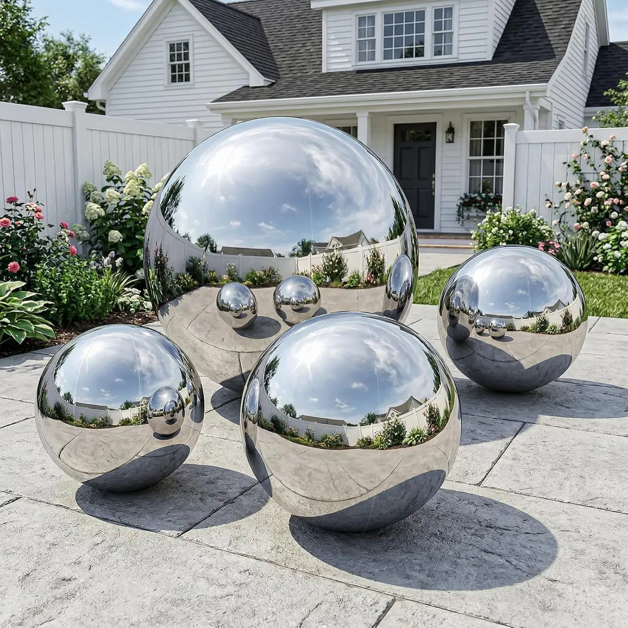 4Pcs Silver Inflatable Mirror Ball… — Photo 1