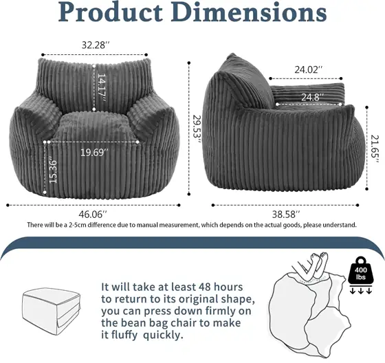 Giant Plush Bean Bag Chair… — Photo 2