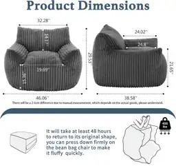 Giant Plush Bean Bag Chair… — Photo 2