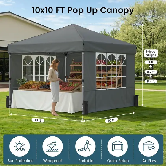 Raynesys 10x10ft Pop Up Canopy… — Photo 2