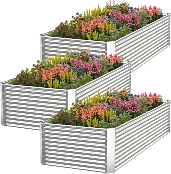 3-Pack Tall Corrugated Galvanized Steel… — Photo 1