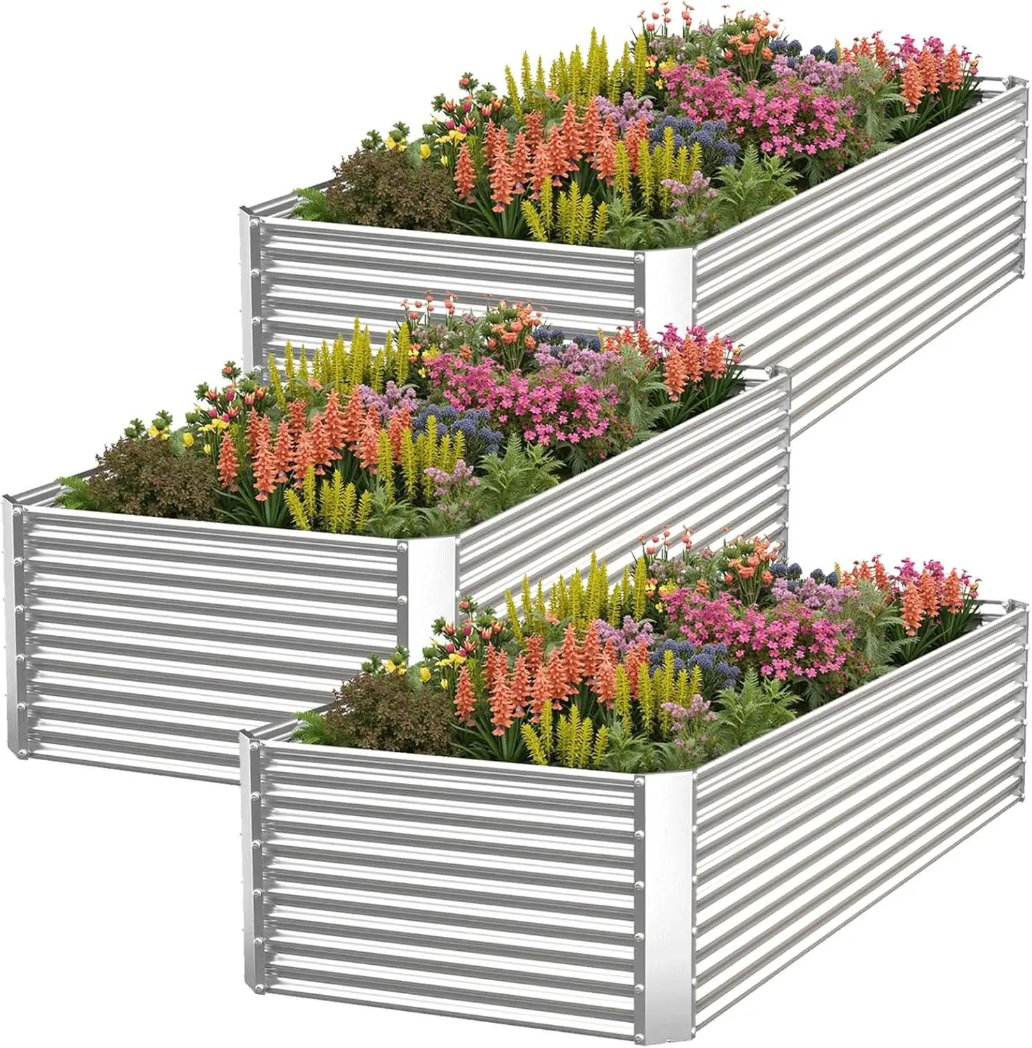3-Pack Tall Corrugated Galvanized Steel… — Photo 1