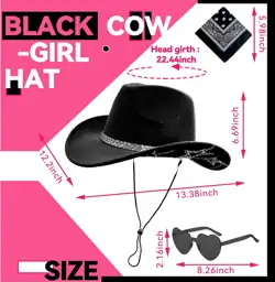 SHENYI Cowgirl Hat,Bandana,Heart Sunglasses,Rhinestones,Star Accents… — Photo 2