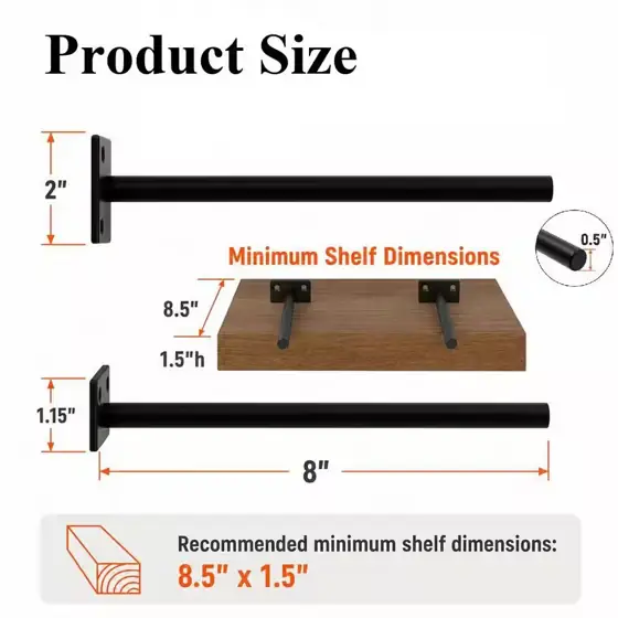 12-Pack 8-in L Black Floating… — Photo 2