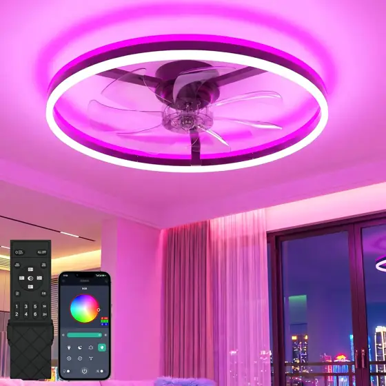 RGB Ceiling Fan with Light… — Photo 1