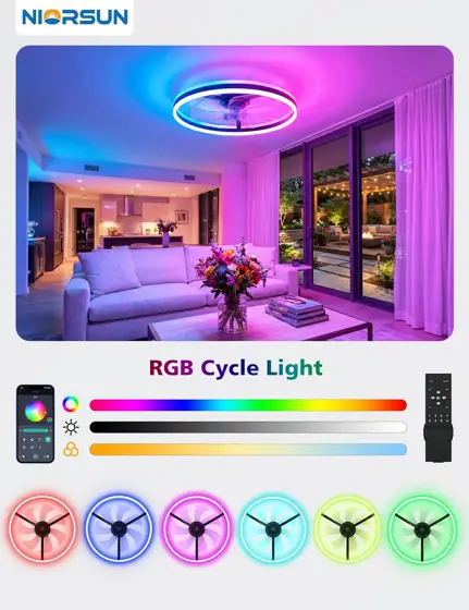 RGB Ceiling Fan with Light… — Photo 2