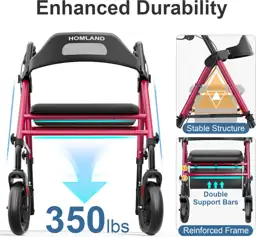 HOMLAND Foldable Rollator Walker with… — Photo 2