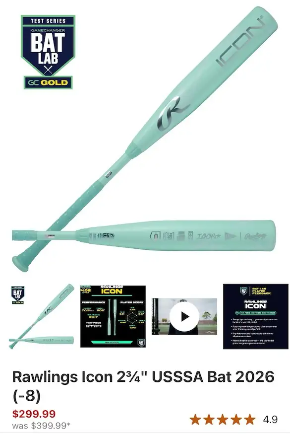 Rawlings Icon 2 " USSSA… — Photo 1