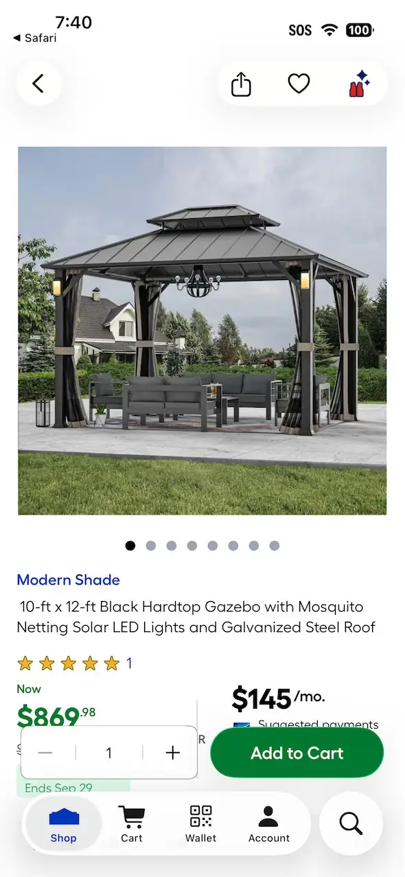 10-ft x 12-ft Black Hardtop… — Photo 1