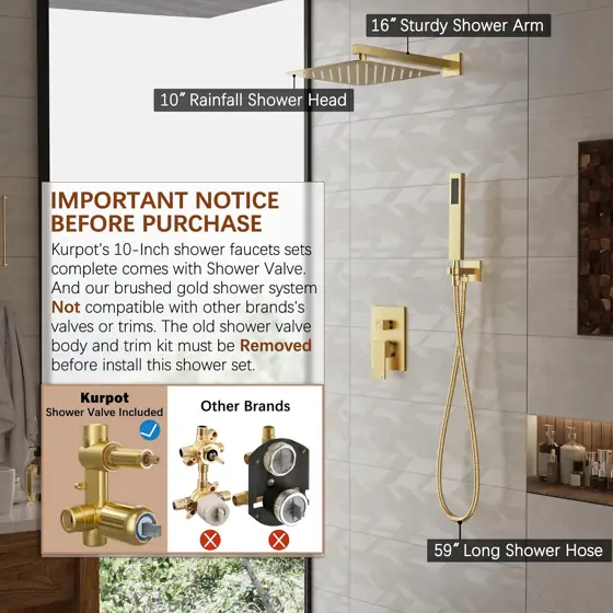 Kurpot Gold Shower System, 10'… — Photo 2