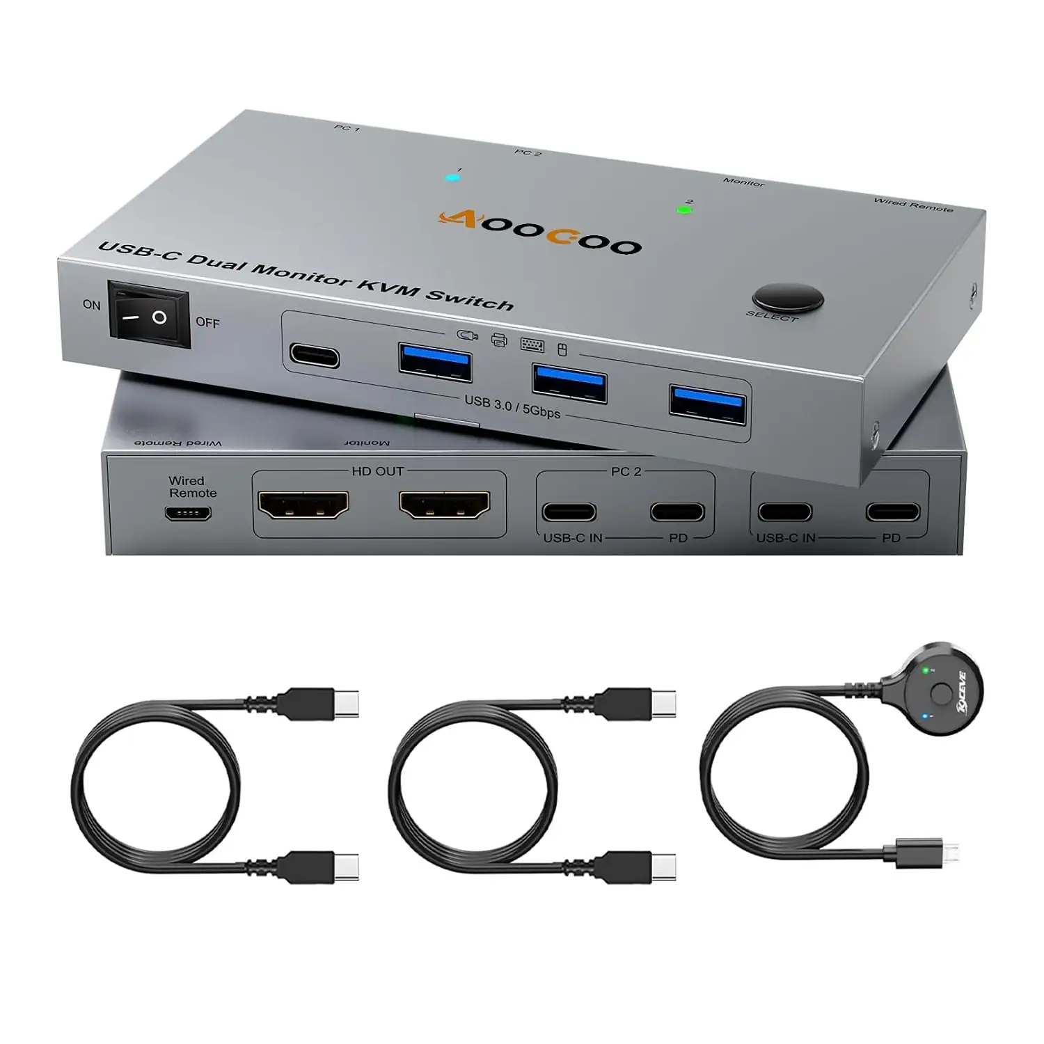 USB-C KVM Switch 4K@60Hz, Dual… — Photo 1