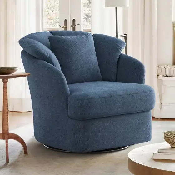 Rowena Oversized Blue Fabric Upholstered… — Photo 1