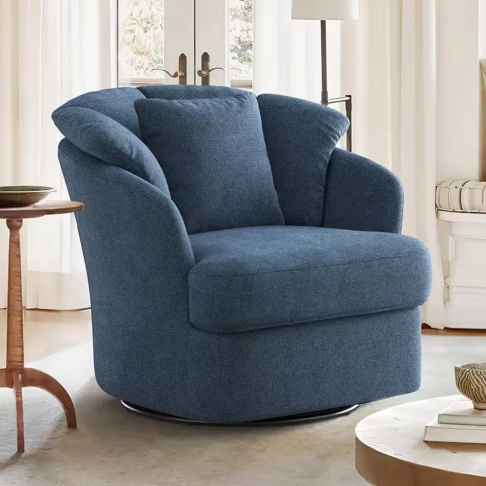 Rowena Oversized Blue Fabric Upholstered… — Photo 1