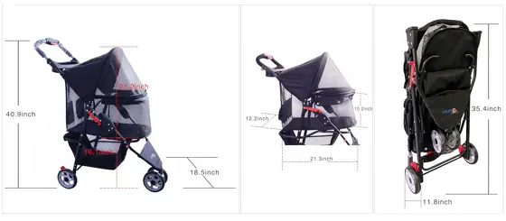 Full-Window Pet Stroller, 3-Wheel for… — Photo 2