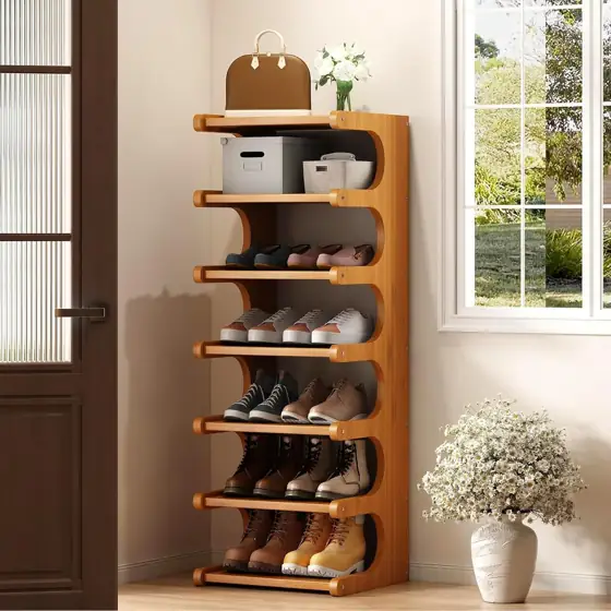 7-Tier Vertical Bamboo Shoe Rack,… — Photo 1
