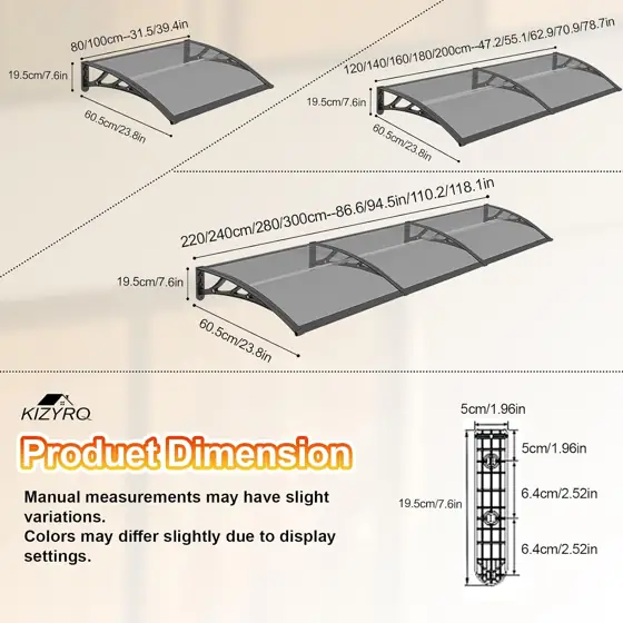 Door Awning with Polycarbonate Cover,… — Photo 2
