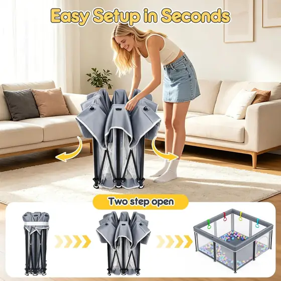 Foldable Baby Playpen with Mat… — Photo 2