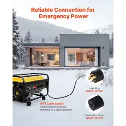 10 ft 30A 125/250V Generator Cord & Power Inlet Box, NEMA L14-30P to ...