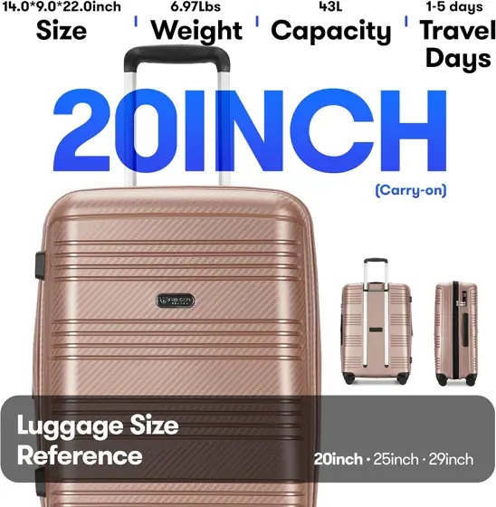 GinzaTravel 20-Inch Carry-On Luggage 22x14x9… — Photo 2
