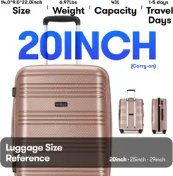 GinzaTravel 20-Inch Carry-On Luggage 22x14x9… — Photo 2