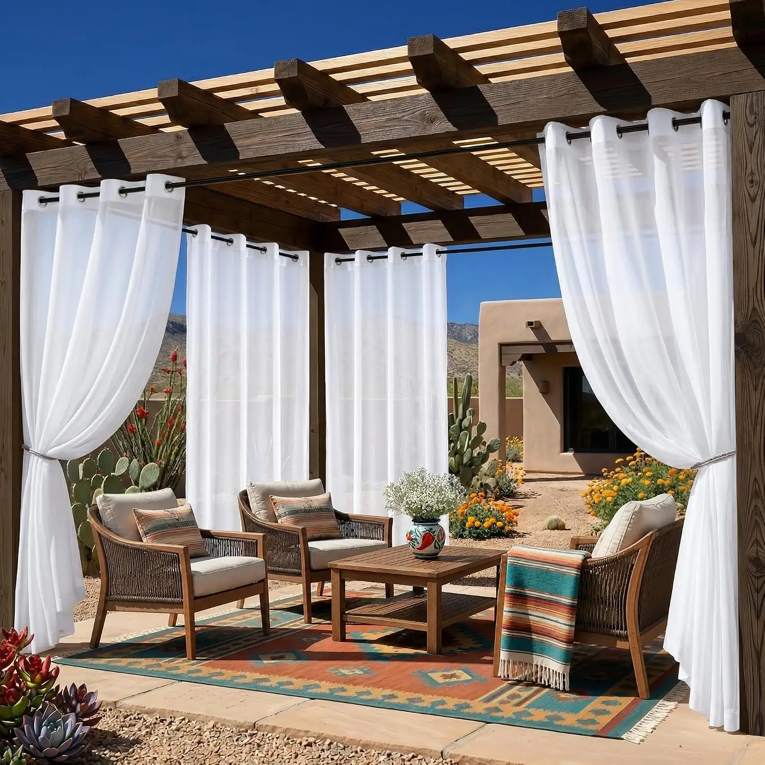 6 Panels Outdoor Sheer Curtains… — Photo 1