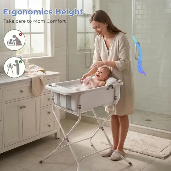 Collapsible Baby Bathtub with Stand,… — Photo 2