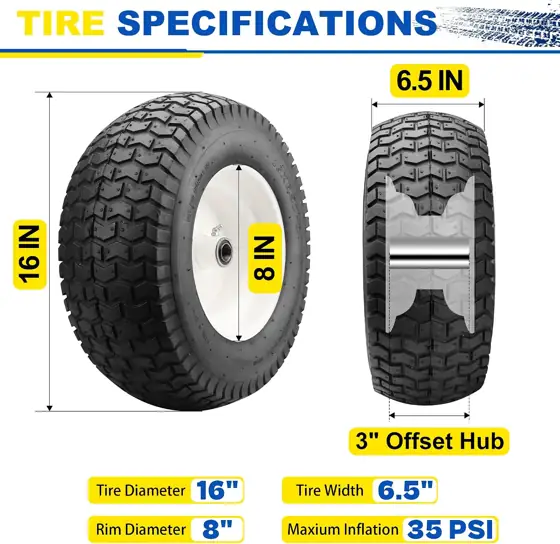 2x 16x6.50-8 Tire & Rim… — Photo 2