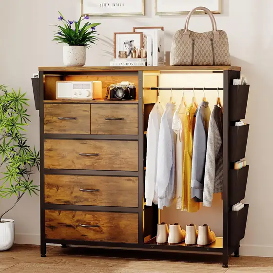 Dresser with Clothes Rack, 5… — Photo 1