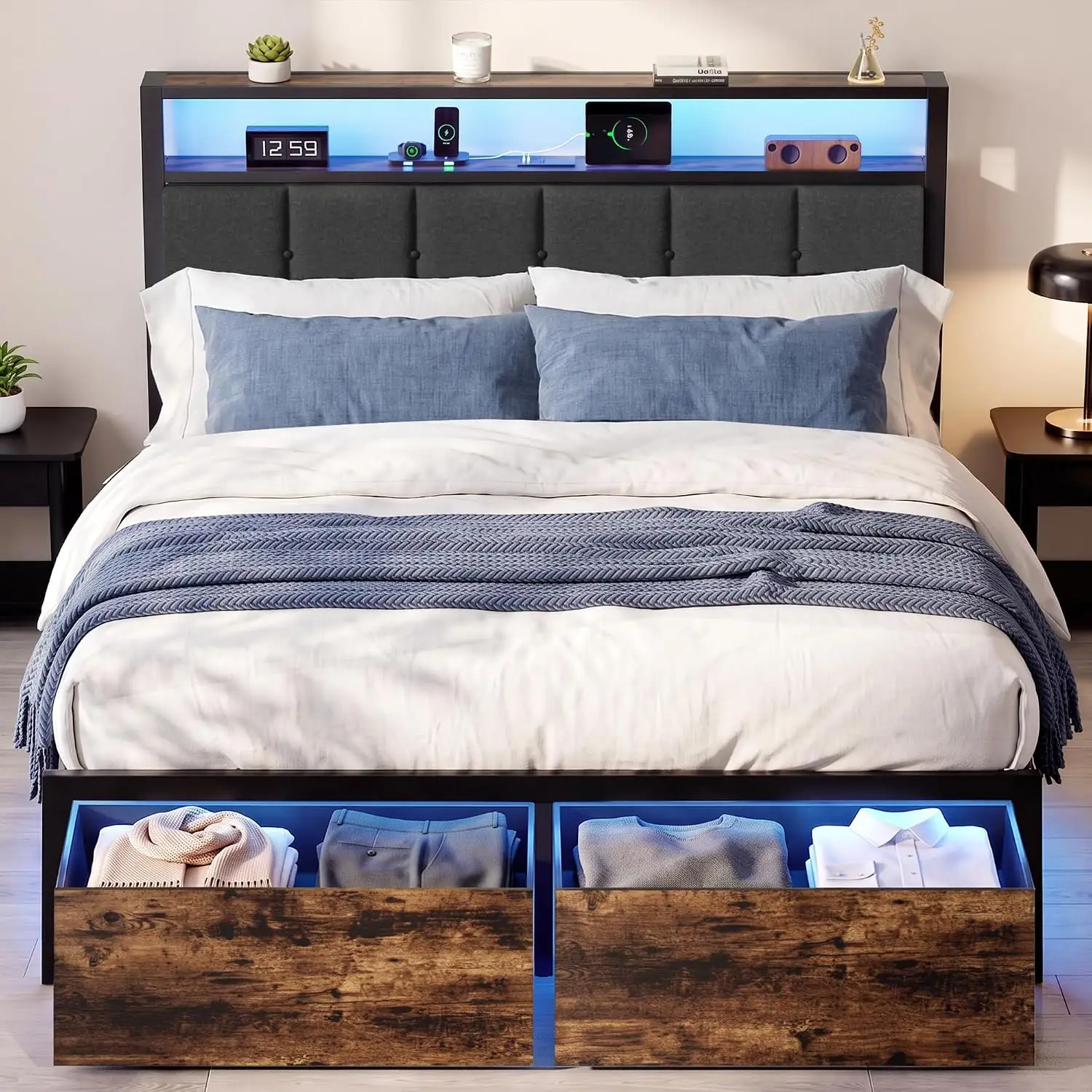 Full Bed Frame with Storage… — Photo 1