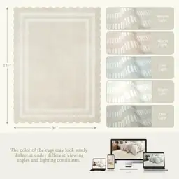 Scalloped 9x12 Area Rug, Ivory,… — Photo 2