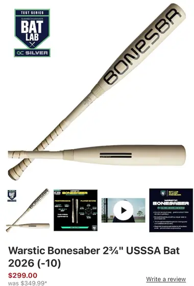 Warstic Bonesaber baseball bat — Photo 1