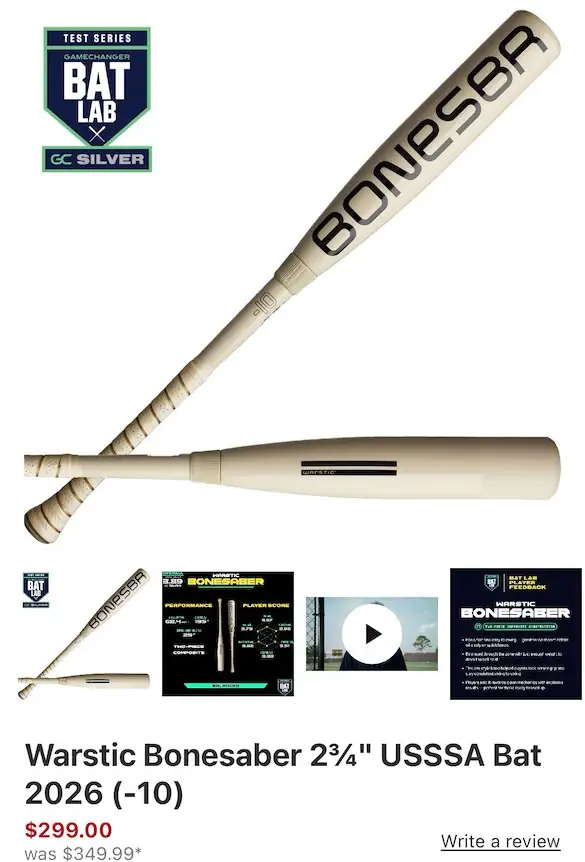 Warstic Bonesaber baseball bat — Photo 1